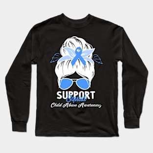 Child Abuse Prevention Awareness Month Blue Ribbon gift idea Long Sleeve T-Shirt